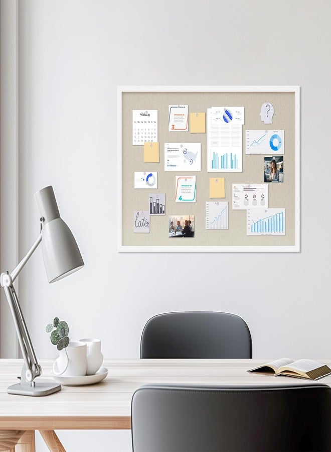 DAHAPYBOO Cork Board with Linen White,Bulletin Board 30"x20" Hanging Corkboards for Office Home School Message Board or Vision Board Decoration. - Image 3